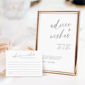 Biglietti di auguri e consigli per il matrimonio con cartello, set di consigli per il matrimonio moderno e minimalista per sposi, biglietti di auguri stampabili per il nuovo coniuge