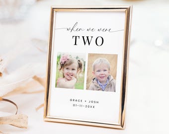 When We Were Age Table Number Template, Elegant Minimal Photo Table Number Sign for Wedding Reception, Printable Table Number with Pictures