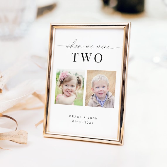 When We Were Age Table Number Template, Elegant Minimal Photo Table Number Sign for Wedding Reception, Printable Table Number with Pictures