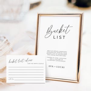 Plantilla de tarjetas y letreros para listas de deseos, juego minimalista de notas y letreros para la recepción de bodas, lista de deseos para novios con tarjetas