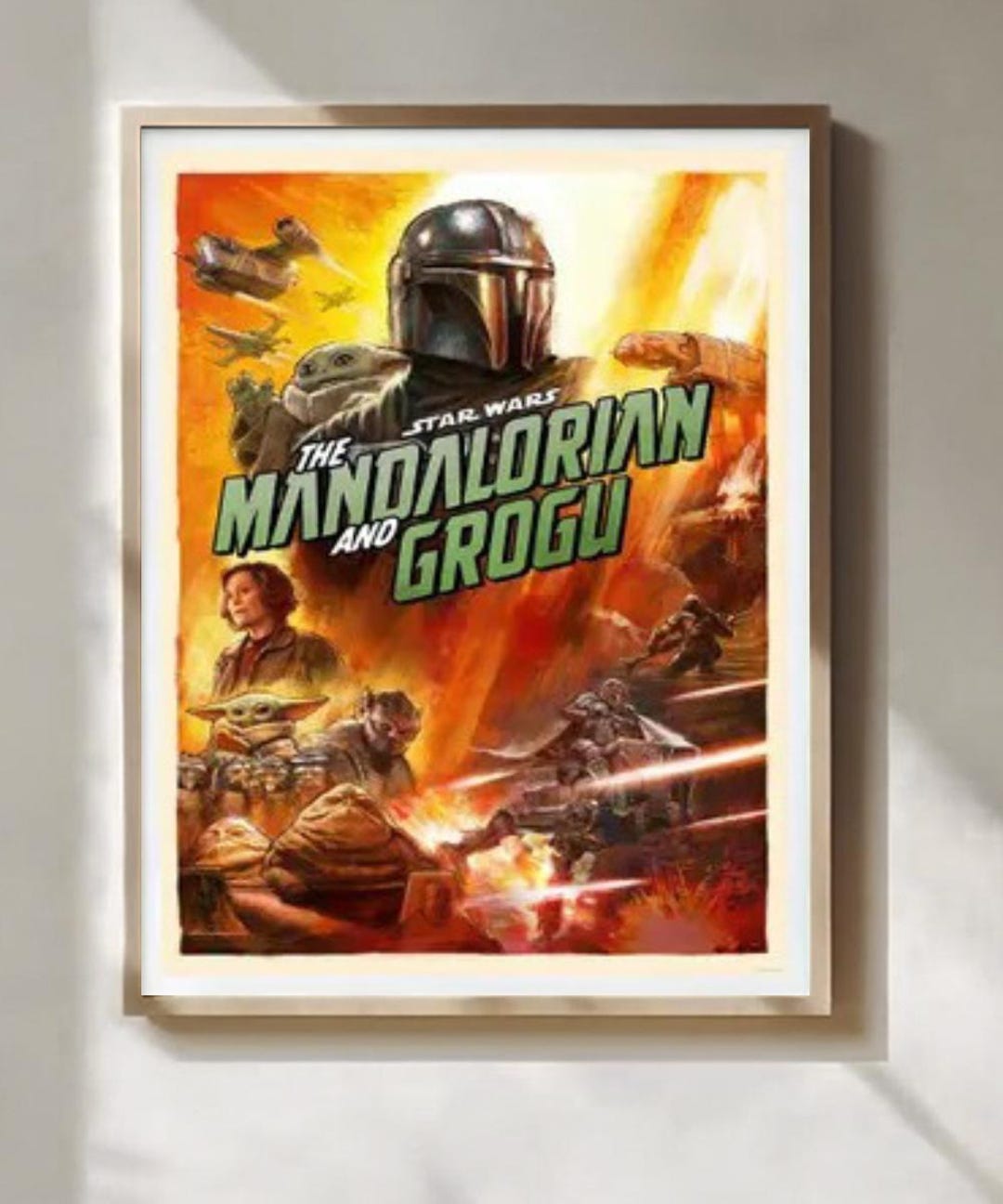The Mandalorian and Grogu Movie Poster Print, Star Wars Wall Art, Sci ...