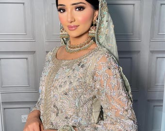 Multicolor Indian Bridal Choker Jewelry Set: Gold Plated Necklace, Earrings