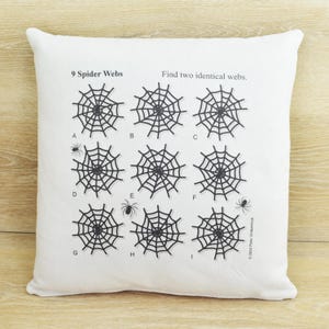 Puzzle Pillow – 9 Spider Webs Brain Teaser Cushion | Fun Decorative Throw Pillow with Visual Puzzle Game | Original Puzzle Design