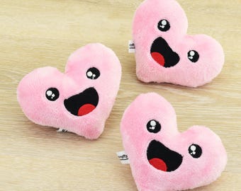 Heart Plush Toy – Handmade Fleece Plushie – Soft Embroidered Kawaii Stuffie – Kids Comfort Toy