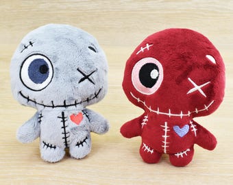 Voodoo Doll Plush Toy – Handmade Weighted Soft Stuffed Doll with Embroidered Details – Cute Spooky Gift, Halloween Decor, Travel Buddy