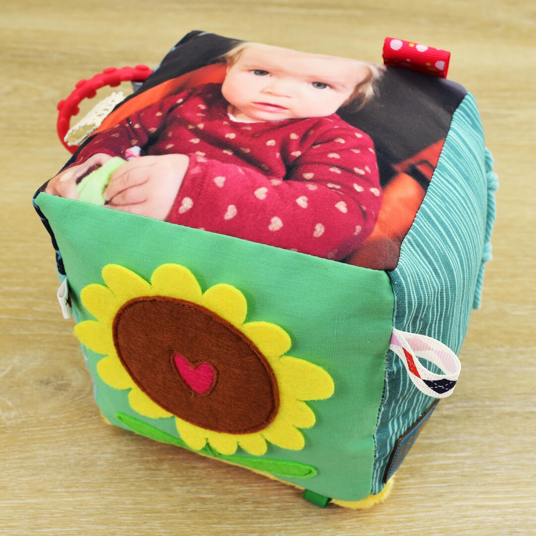 6” Personalized Photo Block – Custom Soft Sensory Toy – Family Fabric ...