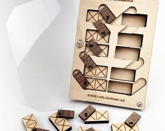Windmill Dominoes – Handcrafted Wooden Puzzle – 10 Two-Layered Pieces – Multiple Challenges – Original Design – Hard Difficulty