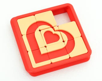 Heart Slider – Sliding Block Puzzle – 7 Editions – Keychain Sizes – Personalized Gift Wrap – Medium Difficulty