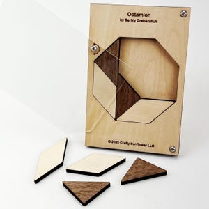 Octamion – 8-Piece Geometric Brain Teaser | Original Design | Wooden Brain Teaser | Handmade Puzzle Gift | Creative Shape Assembly Game