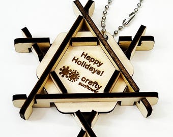Snowflake Ornament Puzzle – DIY Puzzle & Ornament – Original Design – Custom Engraving – Part of the Series