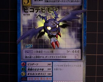 Digimon 3D Card | LED lightened | Shadowbox | Bo-949 ピコデビモン Pico Devimon | Handmade | DTCG