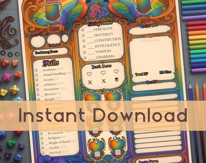 Pastel Dream | Dnd Printable Character Sheet | Canva Editable | RPG ...