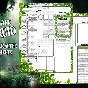 DRUID Dnd 5e Printable Character Sheet - Etsy