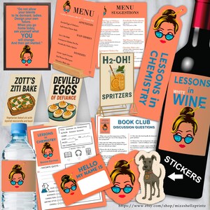 Lezioni di chimica / Kit per il club del libro / Canva Edible / Booktok / Materiali stampabili per il club del libro