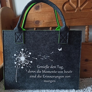 Filztasche Pusteblume mit Erinnerungsspruch, uvm. in verschiedenen Farben