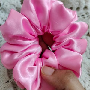 Pastel Pink Scrunchie: Handmade Soft Satin Hair Tie, hair accessory for women/girls, gift ideas