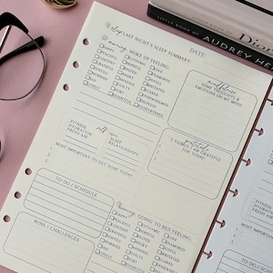 Daily Planner Insert | Mindfulness with Agenda Overview, Daily Agenda, Printed refill | Classic, Half Letter, A5, Mini HP, Personal/Wide