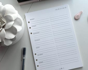 Weekly Planner Insert | 2026 & Undated, Printed Refills | Serif Font