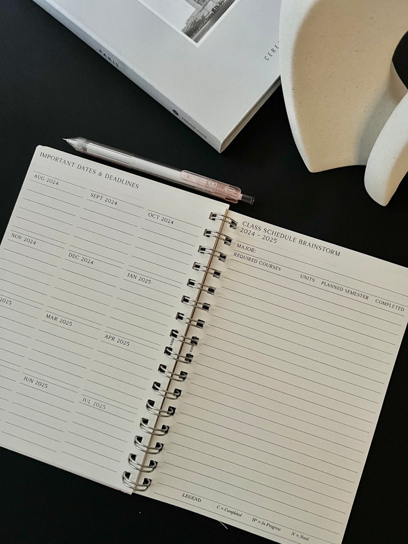 Academic Planner 2024 MONOGRAMMED Cover 12 Month Monthly & Weekly Pages