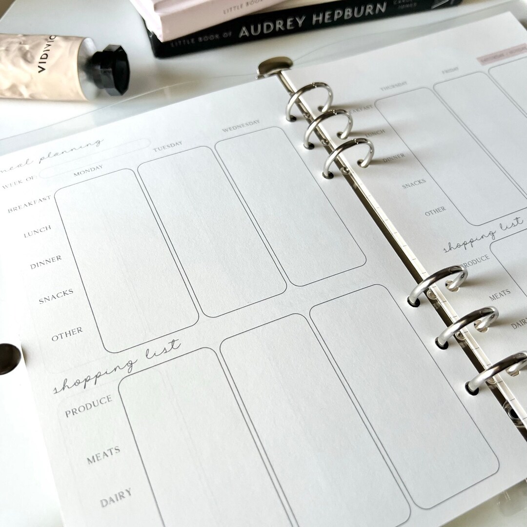 Meal Planner Inserts WEEKLY Grocery List Planner Insert, Shopping List