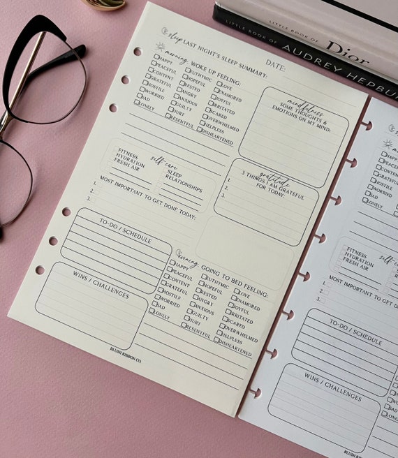 Mindfulness Daily Planner Insert | Agenda, Gratitude, Mood Tracker