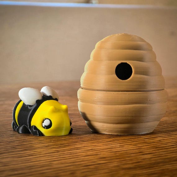 3D Printed Bee Hive Storage Container With an Articulated Bee - Etsy