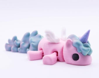 3D printed articulated unicorn dragon- fun adhd fidget toy for stress relief and relaxation