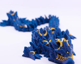3D printed articulated adult lunar dragon- fidget toy for stress relief and cute decor