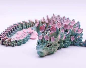 3D printed articulated cherry blossom dragon- fidget toy for stress relief and cute decor