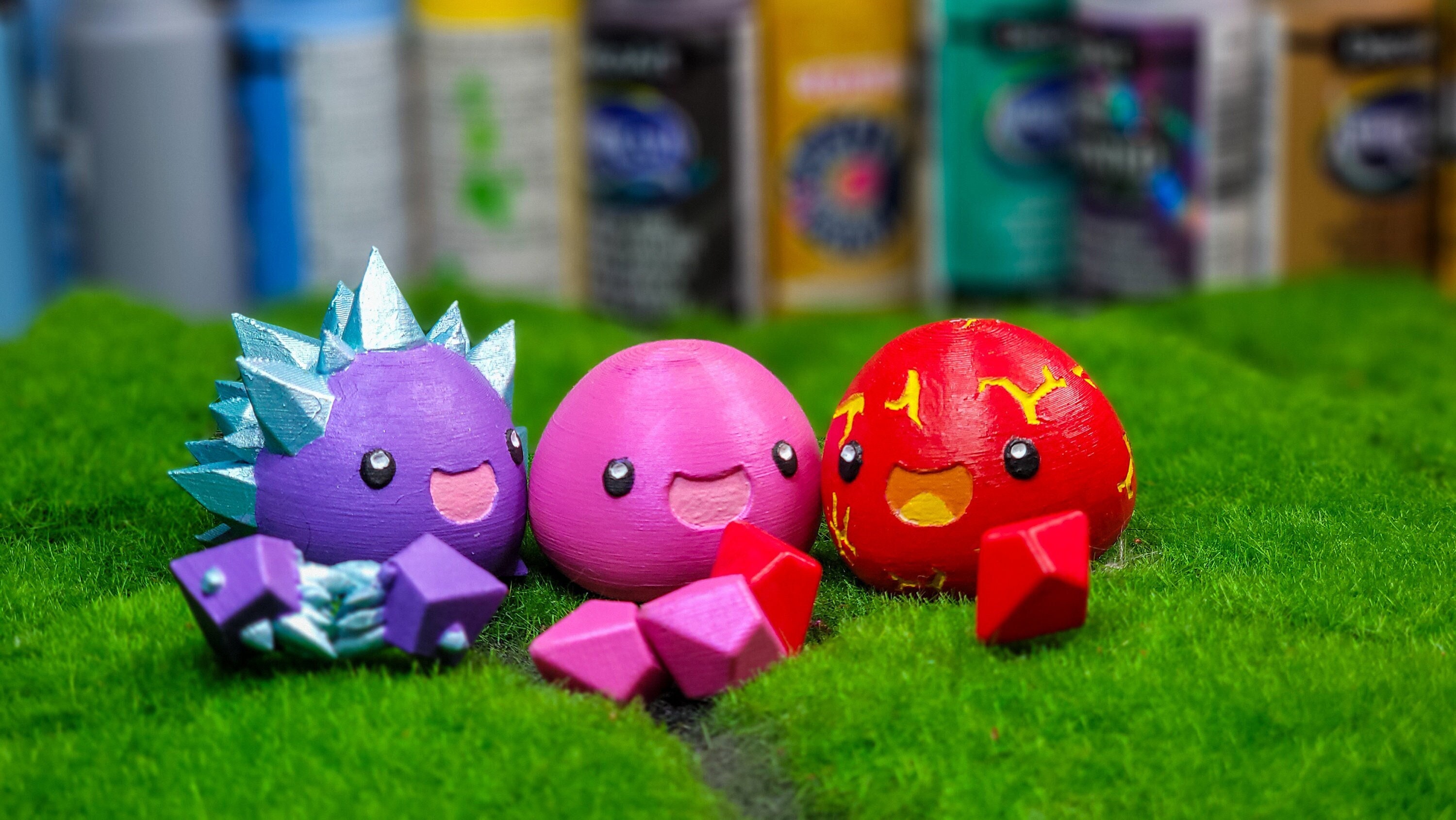 Made Fimo clay models of slimes for my son's Christmas present :  r/slimerancher