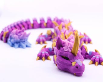 3D printed articulated unicorn dragon- fidget toy for stress relief and cute decor