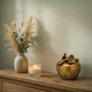 Urnkruka med blomma - Färg Antikguld