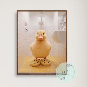 Trendy Wall Art | Bathroom Wall Art | Duck Bathroom Print | Trendy Style Art | Duck in Shower | Duck Bathroom Print | Duck Bathroom Art