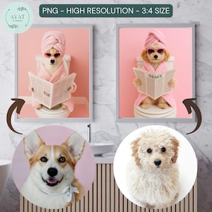 Custom Bathtime Pet Portrait: Funny Dog or Cat Art (Digital File