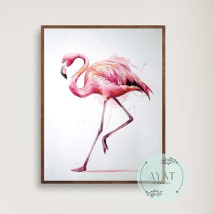 Watercolor Flamingo Art | Flamingo Painting | Flamingo Print | Tropical Painting | Florida Art | Resort Art | Coastal Wall Art