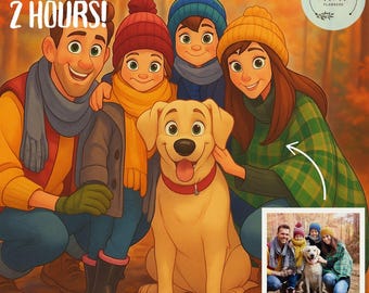 Custom Disney Style Family Portrait | Personalized Digital Art (Digital Download)