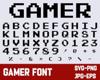 ゲームフォント | ピクセルフォント | ゲーマーフォント ピクセルアートフォント | ピクセルテキストフォント | ゲームピクセルフォント | ピクセルフォント SVG ゲームフォント Cricut 用 ピクセルゲームフォント