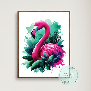 Watercolor Flamingo Art | Flamingo Painting | Flamingo Print | Tropical Painting | Florida Art | Resort Art | Coastal Wall Art