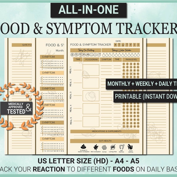 Symptom Tracker | Pain Tracker | Medical Tracker | IBS Tracker | Daily Food Log | Supplement Tracker | Medicine Log | Water Intake Tracker