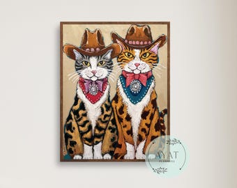 Cowboy Cats Art Print: Western Maximalist Decor (Digital Download)