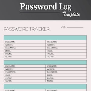 Password Tracker | Password Keeper | Password Log | Password Book | Password Logbook | Password Manger | Password Sheet | Password List
