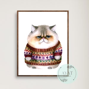Babuschka Katze Art Print: Lustige Katzen Illustration (Digitaler Download)