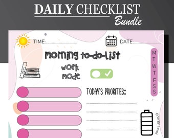 ADHD To-Do List Bundle: Daily Checklist Planner (Digital Download)