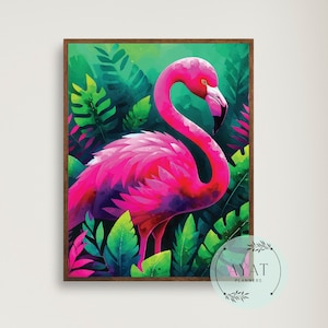 Watercolor Flamingo Art | Flamingo Painting | Flamingo Print | Tropical Painting | Florida Art | Resort Art | Coastal Wall Art