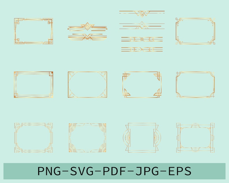 Gold Art Deco Frames: Roaring 20s Vector Clipart (40 Svgs) - Etsy