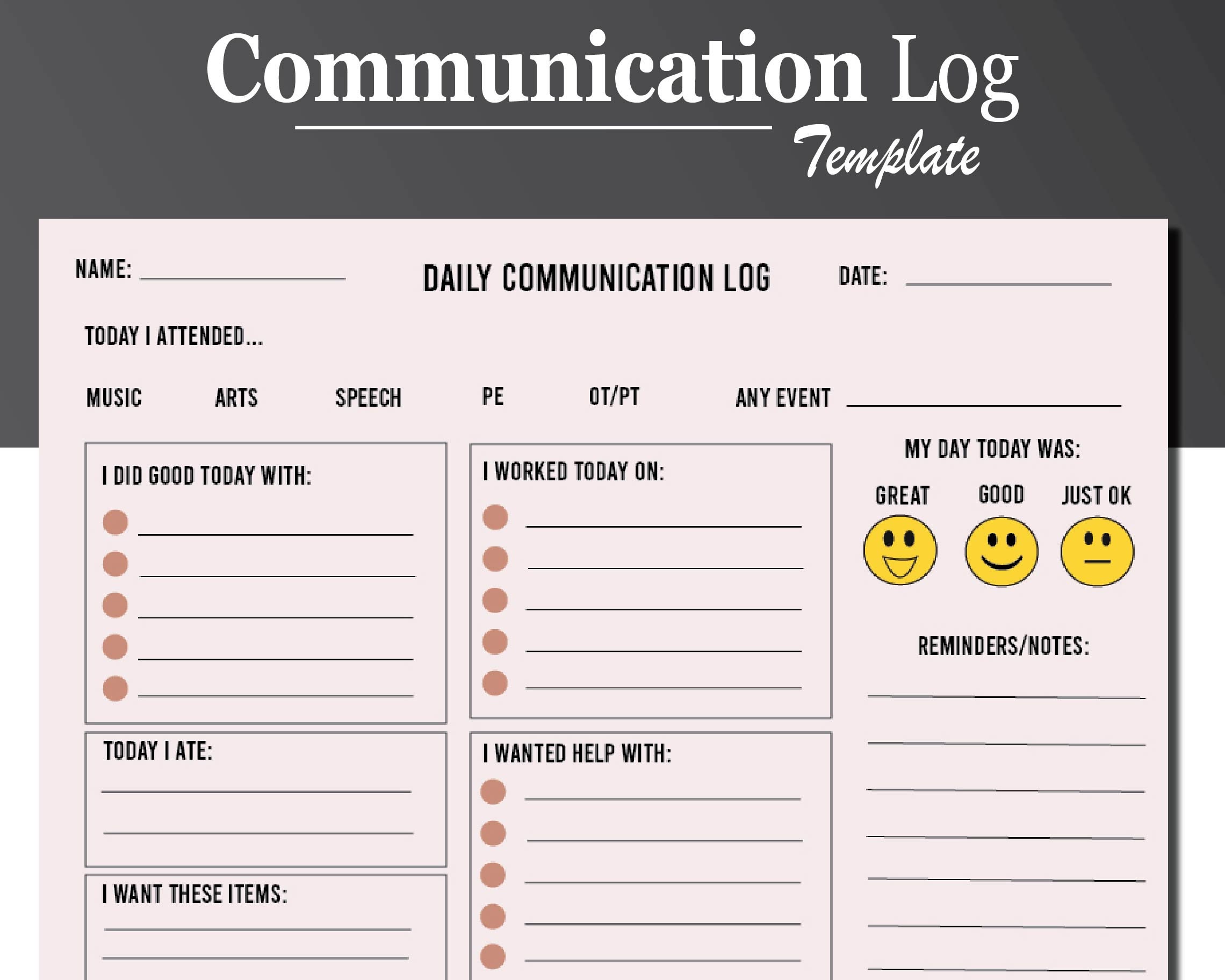 Printable Parent Communication Log Template DRCullings Templates Printable Parent Communication Log Template DRCullings Templates