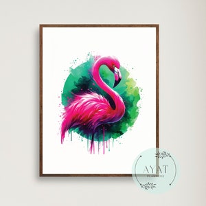 Watercolor Flamingo Art | Flamingo Painting | Flamingo Print | Tropical Painting | Florida Art | Resort Art | Coastal Wall Art