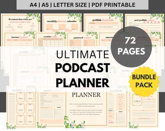 Podcast Planner Bundle (72 Pages): Ultimate Podcast Guide (PDF)