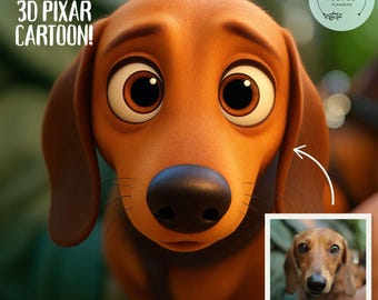 Custom Pixar Style Portrait: Family, Couple, Pet Cartoon (Digital Download