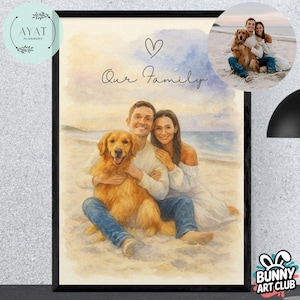 Custom Hand-Drawn Watercolor Portrait, Gift for Her, Couple Proposal Drawing, Boyfriend Gift, Girlfriend Birthday Gift, Valentines Day